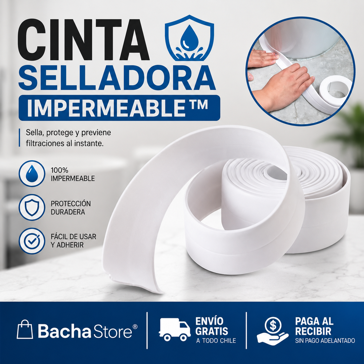 Cinta Selladora Impermeable™ - Aprovecha 6m de cinta sellando tu cocina baño y lugares donde filtra el agua