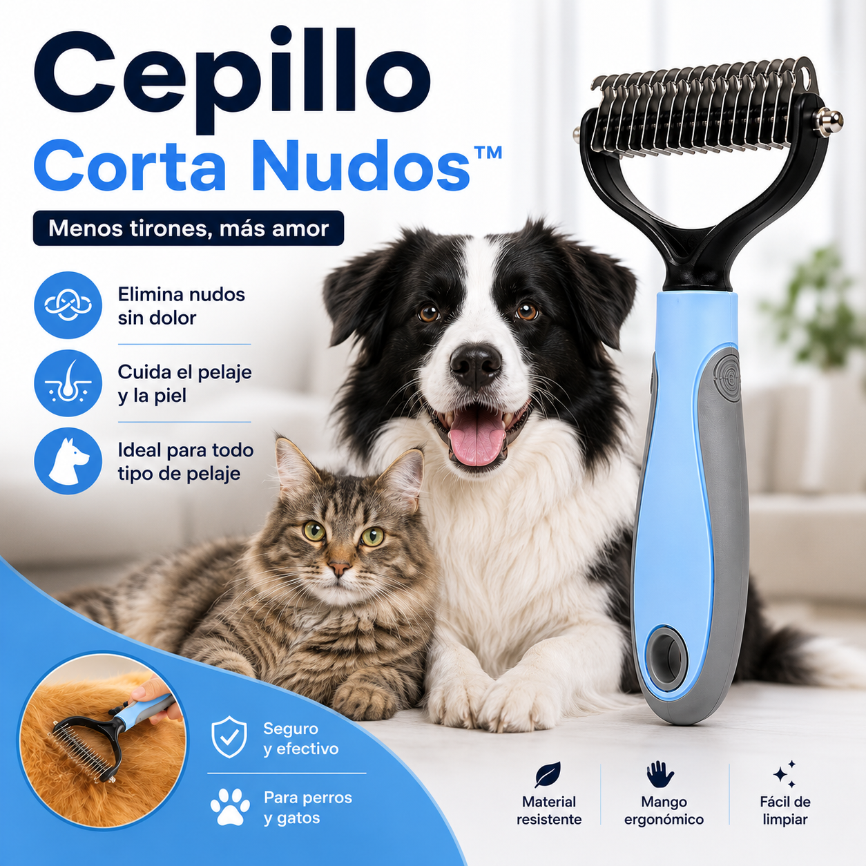 Cepillo Corta Nudos™- Cuida el pelaje de tu mascota sin causarle molestias - 1# productos de limpieza pata mascoras  en chile